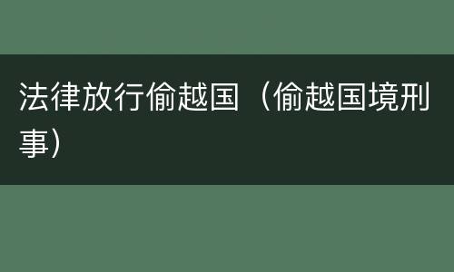 法律放行偷越国（偷越国境刑事）