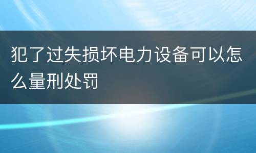 犯了过失损坏电力设备可以怎么量刑处罚
