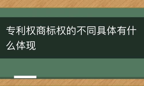 专利权商标权的不同具体有什么体现