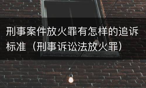 刑事案件放火罪有怎样的追诉标准（刑事诉讼法放火罪）