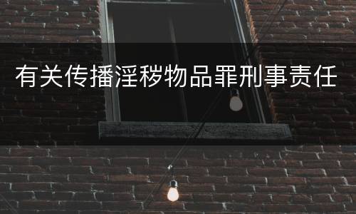 有关传播淫秽物品罪刑事责任