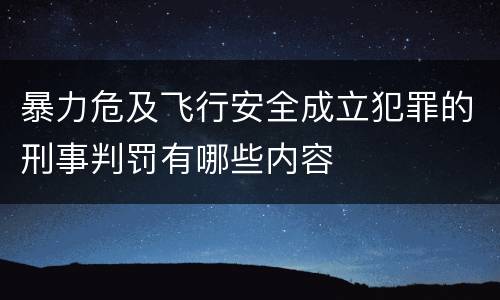 暴力危及飞行安全成立犯罪的刑事判罚有哪些内容