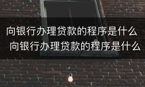 向银行办理贷款的程序是什么 向银行办理贷款的程序是什么呢