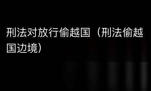 刑法对放行偷越国（刑法偷越国边境）