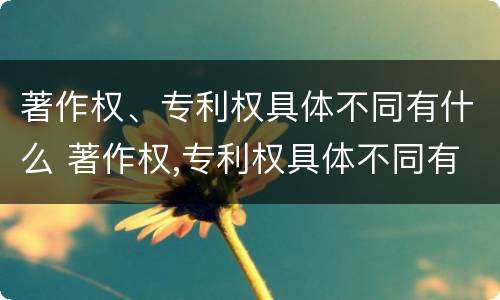 著作权、专利权具体不同有什么 著作权,专利权具体不同有什么特征