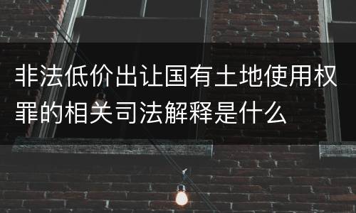 非法低价出让国有土地使用权罪的相关司法解释是什么