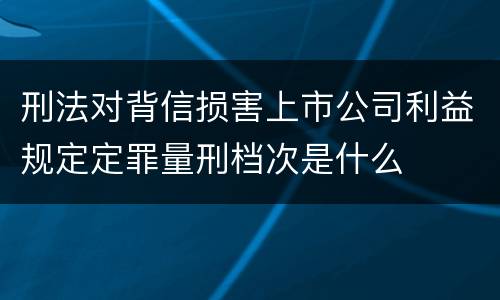 刑法对背信损害上市公司利益规定定罪量刑档次是什么
