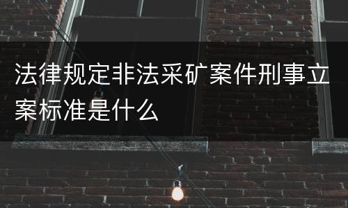 法律规定非法采矿案件刑事立案标准是什么