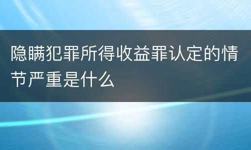 隐瞒犯罪所得收益罪认定的情节严重是什么