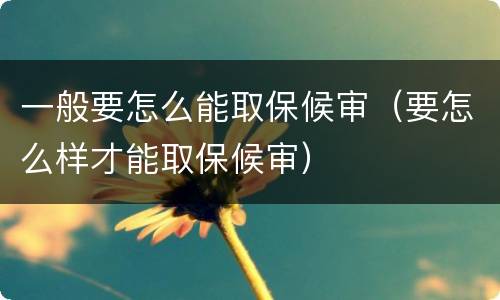 一般要怎么能取保候审（要怎么样才能取保候审）