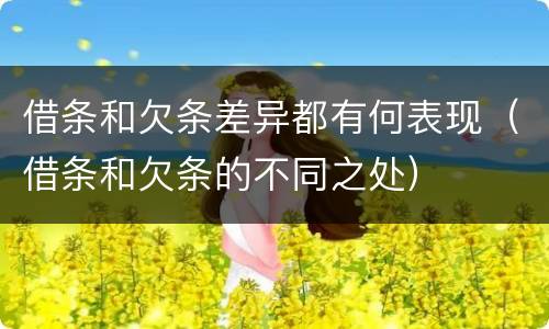 借条和欠条差异都有何表现（借条和欠条的不同之处）