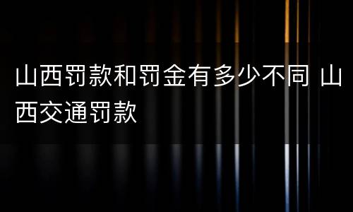 山西罚款和罚金有多少不同 山西交通罚款