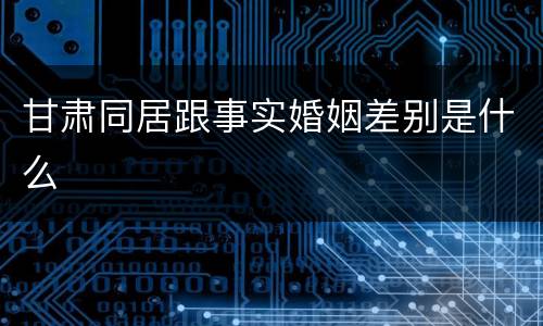 甘肃同居跟事实婚姻差别是什么