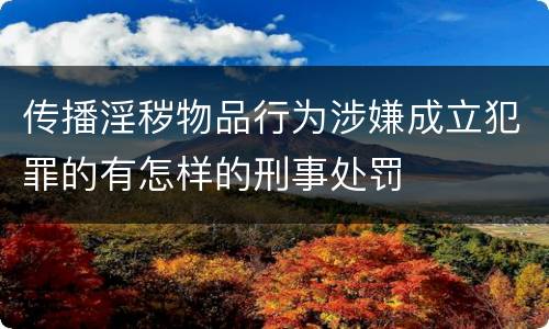 传播淫秽物品行为涉嫌成立犯罪的有怎样的刑事处罚