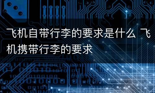 飞机自带行李的要求是什么 飞机携带行李的要求