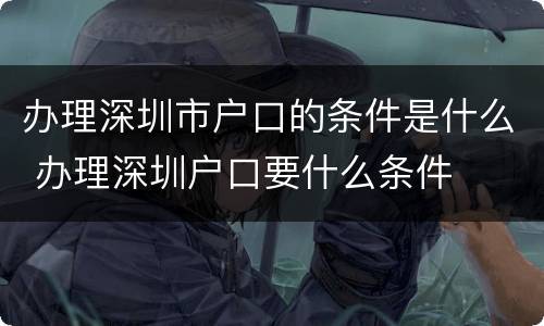 办理深圳市户口的条件是什么 办理深圳户口要什么条件