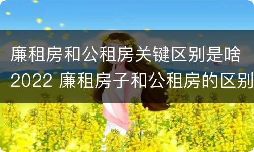 廉租房和公租房关键区别是啥2022 廉租房子和公租房的区别