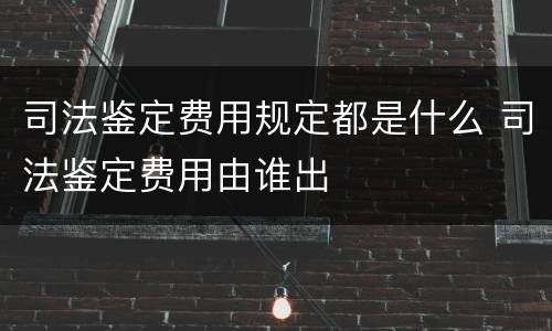 司法鉴定费用规定都是什么 司法鉴定费用由谁出