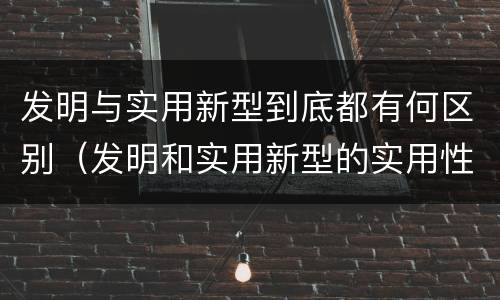 发明与实用新型到底都有何区别(发明和实用新型的实用性包括) 发明与实用新型到底都有何区别(发明和实用新型的实用性包括)