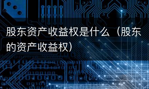 股东资产收益权是什么（股东的资产收益权）