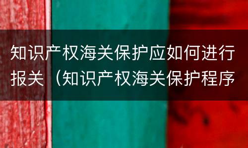 知识产权海关保护应如何进行报关（知识产权海关保护程序）