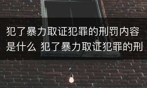 犯了暴力取证犯罪的刑罚内容是什么 犯了暴力取证犯罪的刑罚内容是什么意思
