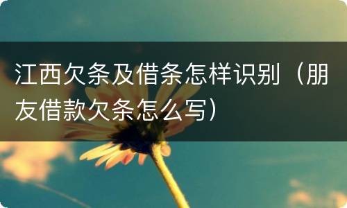 江西欠条及借条怎样识别（朋友借款欠条怎么写）
