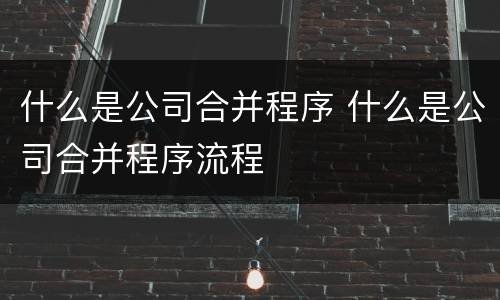 什么是公司合并程序 什么是公司合并程序流程