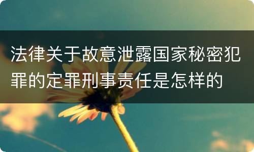 法律关于故意泄露国家秘密犯罪的定罪刑事责任是怎样的