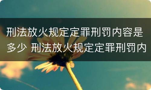 刑法放火规定定罪刑罚内容是多少 刑法放火规定定罪刑罚内容是多少年