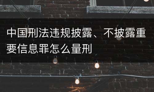 中国刑法违规披露、不披露重要信息罪怎么量刑