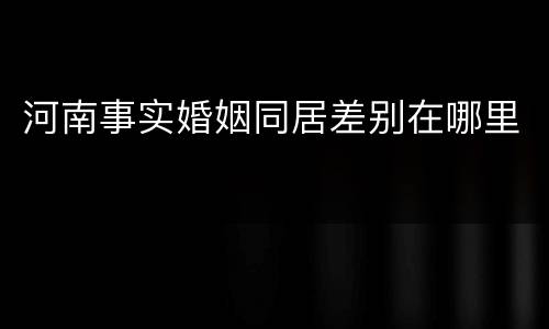 河南事实婚姻同居差别在哪里