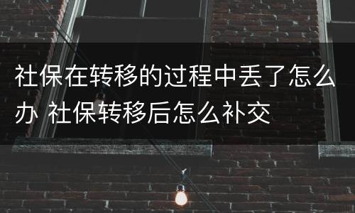 社保在转移的过程中丢了怎么办 社保转移后怎么补交