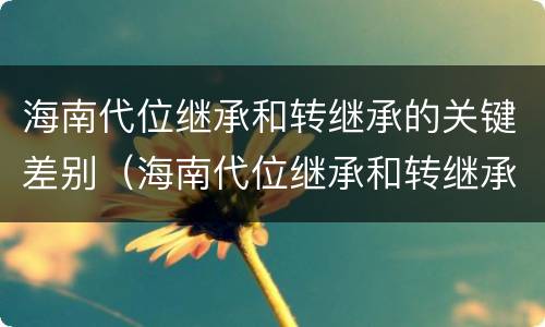 海南代位继承和转继承的关键差别（海南代位继承和转继承的关键差别是什么）