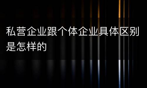 私营企业跟个体企业具体区别是怎样的