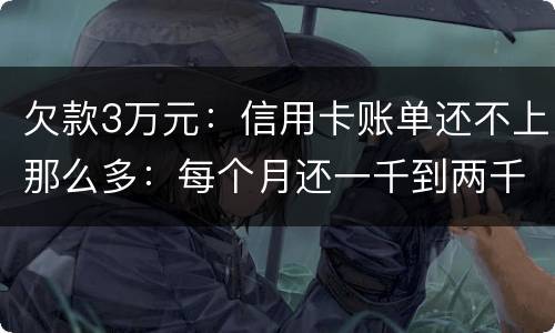 欠款3万元：信用卡账单还不上那么多：每个月还一千到两千元：请问还要做坐牢吗
