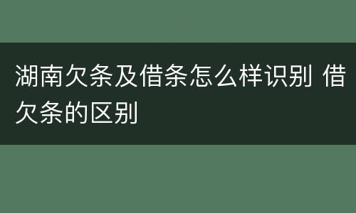湖南欠条及借条怎么样识别 借欠条的区别