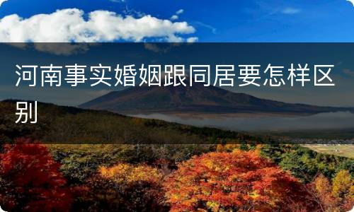 河南事实婚姻跟同居要怎样区别