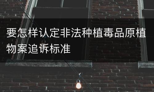 要怎样认定非法种植毒品原植物案追诉标准
