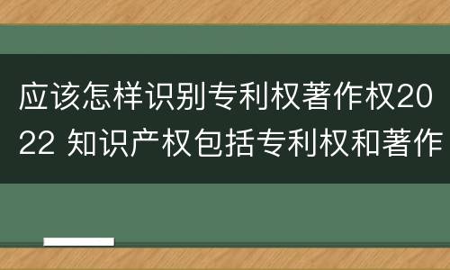 应该怎样识别专利权著作权2022 知识产权包括专利权和著作权吗