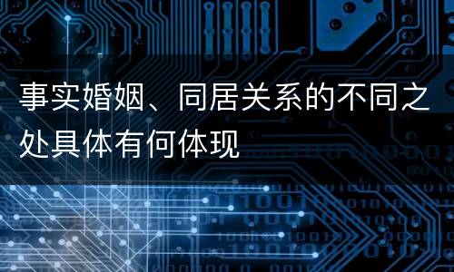 事实婚姻、同居关系的不同之处具体有何体现