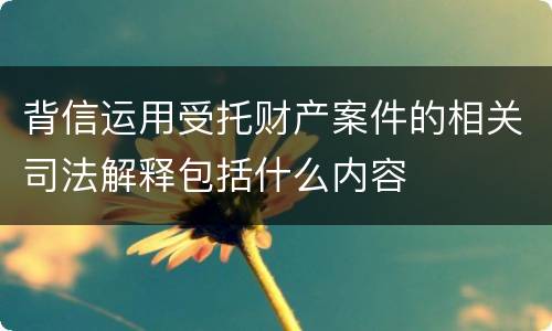 背信运用受托财产案件的相关司法解释包括什么内容