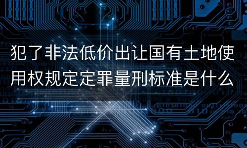 犯了非法低价出让国有土地使用权规定定罪量刑标准是什么样