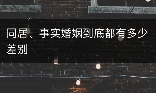 同居、事实婚姻到底都有多少差别