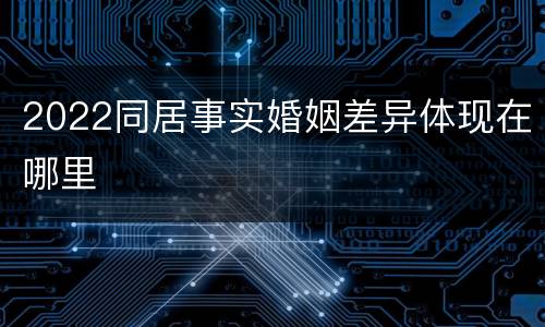 2022同居事实婚姻差异体现在哪里