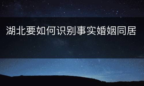 湖北要如何识别事实婚姻同居 湖北要如何识别事实婚姻同居