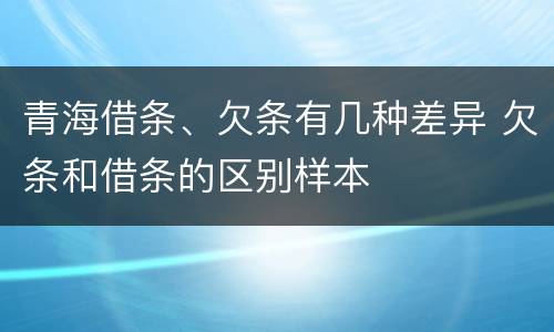 青海借条、欠条有几种差异 欠条和借条的区别样本