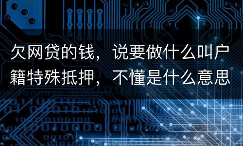 欠网贷的钱，说要做什么叫户籍特殊抵押，不懂是什么意思