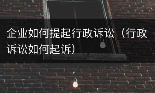 企业如何提起行政诉讼（行政诉讼如何起诉）