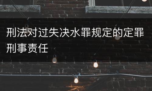 刑法对过失决水罪规定的定罪刑事责任